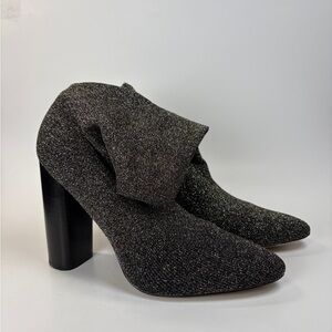 ALDO Bryony Women's Silver Black Glitter Ankle Socks Boots Slip On - New 7.5